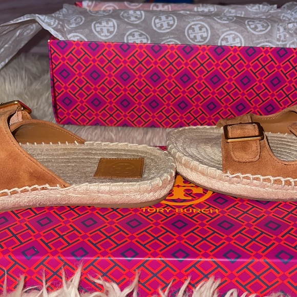Tory Burch Two Suede Band Flat Espadrilles Slides - Picture 5 of 15